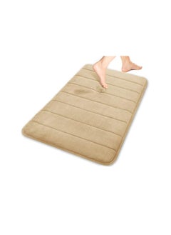 اشتري Memory Foam Bath Mat Rug Super Water Absorption Non Slip Thick Bathroom Rug With Soft Velvet Top Layer Machine Washable Easier To Dry For Kitchen Bathroom Floor Rug 40X60Cm Camel في السعودية