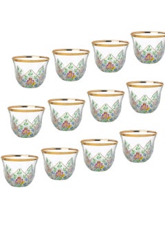 Buy A set of 12 Turkish-made Arabic coffee cups with elegant and unique designs in Saudi Arabia