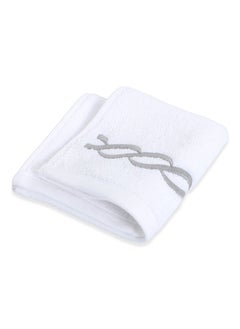 اشتري Hotel Chain Embroidery Wash Towel, White & Silver - 500 GSM, 30x30 cm في الامارات