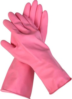 Buy Home Pro Cleaning Gloves Large Reusable Dishwashing Gloves Rubber Hand Pink Gloves Stretchable Gloves For Washing Cleaning Kitchen Long Dish Glove For Household(Pink) in UAE