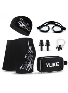 Buy 6Pcs Swimming Equipments Set, Included Swim Cap, Swimming Trunks, Swimming Goggles, Nose Clip, Earplugs and Storage Bag, Swimming Suit for Men in UAE