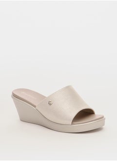 Buy Women Solid Slip-On Sandals with Wedge Heels in UAE