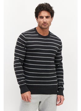 Buy Men Regular  Fit Long Sleeve Stripe Sweatshirt, Dark Grey in UAE