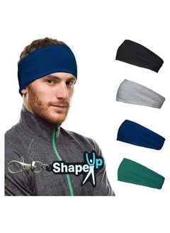 Buy Cotton Workout Hairband Headband Sweatband with Keychain Moisture Absorbing Stretchy Sports Unisex Elastic Helmet Liner for Cycling Running Cross-Fit Training Yoga Basketball Men Women (4 Pack) in UAE