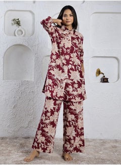 اشتري All Over Print Longline Shirt & Wide Leg Pants Co-Ord في السعودية