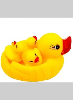 Buy 4pcs Cute Baby Water Family Bath Toy Rubber Race Squeaky Talking Yellow Ducks Kids Bathing Toys for Children Funny in Egypt