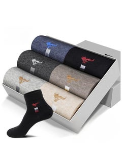 اشتري 6 Pairs Of Boxed Men's Casual Breathable Business Style Mid Length Socks في الامارات