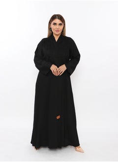 Buy Black Abaya Made Of Luxurious Linen And Decorated With Soft Golden Buttons in Saudi Arabia