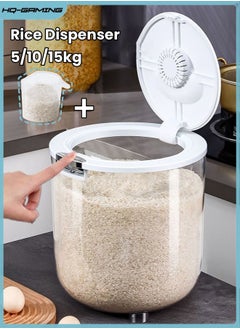 Buy Rice Dispenser, Rice Container Storage with Measuring Cup, Food Cereal Container Bins Household for Kitchen Pantry Organization in Saudi Arabia