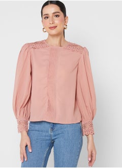 اشتري Lace Detail Balloon Sleeve Top في السعودية