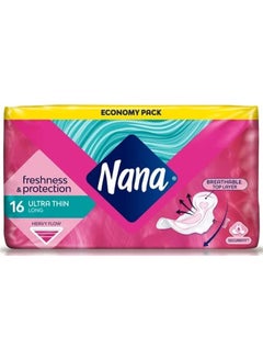 Buy Nana Ultra Thin Long Sanitary Pads With Wings 16 Count in UAE