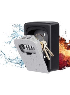 اشتري Security Key Lock Box, 4 Digit Metal Outdoor Safe Key Box, Weatherproof Lock box for House Key, Resettable Code, for Outdoor and Indoor في السعودية