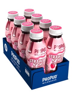 Buy ProPud Protein Milkshake 8 x 330ml Bottles| High Protein Shake | No Added Sugar | Lactose Free| 20g of Protein | Delicious Creamy Flavour (Strawberry) in UAE