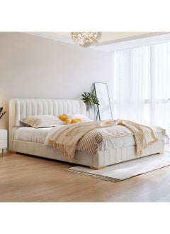 اشتري Maple Home Bed Frame Wood Upholstered Velvet Queen Size Floating Base Bedroom Furniture في الامارات