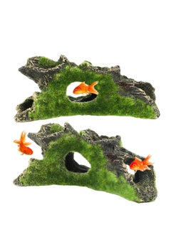 اشتري Aquarium Tree Decoration, 2Pcs Natural Habitat Ornament, Resin Aquarium Tree Decoration, Fish Tank with Hole for Fish Hiding(15 * 5 * 7cm) في السعودية