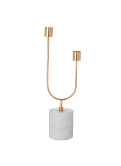 Buy Double Gold Metal Candlestick with a Beautiful and Elegant Marble Base in Saudi Arabia