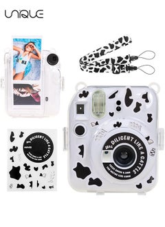 Buy 3 Pack Clear Camera Case Compatible with Fujifilm Instax Mini 12 Instant Camera, Clear Instax Mini 12 Case with Photo Pocket Holds and Adjustable Shoulder Strap & Cute Camera Sticker (Black and White) in Saudi Arabia