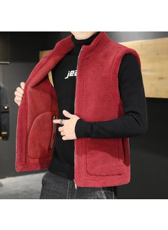 Buy 2024 Mens Reversible Fur Vest Casual FleeceRed Red in UAE