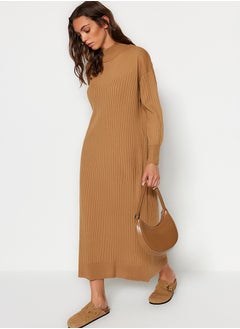 Buy Camel High Neck Knitwear Dress TCTAW24EB00015 in Egypt