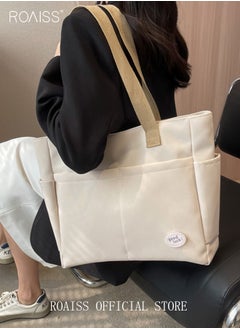 Buy Large Capacity Shoulder Bag  Durable Macaron Color Scheme Smooth Zipper Solid Color Tote Bag in UAE