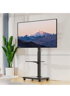 Buy Mobile TV Stand with Wheels,2 Tiers Shelves TV Cart for 32-70 Inch LCD LED Flat TV Screen, Swivel and Height Adjustable with Cable Management in UAE