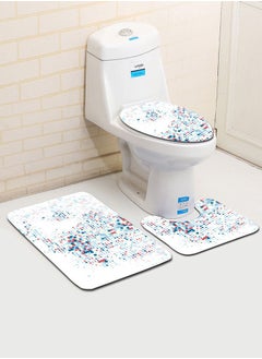 Buy 3-Piece Bathroom Toilet Anti-Slip Mat Set Multicolour One Size in UAE