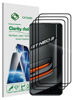 اشتري 3 Pack For Realme GT Neo 3 Screen Protector Tempered Glass Full Glue Back في الامارات