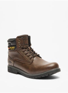 اشتري Men's Logo Detail Chukka Boots with Lace-Up Closure في الامارات