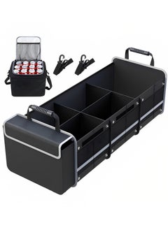 Buy Car Trunk Organizer,Collapsible Multi-Compartment Car Organizers,Large Foldable SUV Car Storage Backseat Waterproof/Dust-proof Trunk Organizer with Insulated Leakproof Cooler Bag (Black) in Saudi Arabia