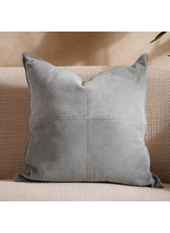 Buy Alastor Leather Filled Cushion 50X50Cm - Blue Chambray in UAE