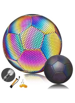 Buy Reflective Soccer Ball, Holographic Light-Emitting Soccer Ball Flashing Reflective Dark Toys Football for Night Games and Training Glowing Ball Lightweight Toy Gift for Boys, Children, and Men in Saudi Arabia