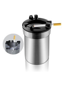 Buy Ashtray with Water Tank, Standing Ashtray with Trash Can, Smokeless Ashtray and Waste Disposal for Cigarettes for Patio Home Office, Silver in UAE