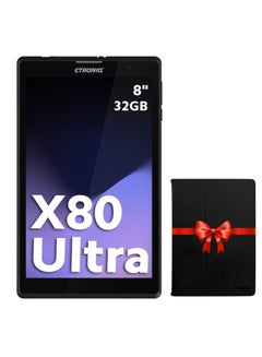 Buy Snook Tablet X80 Ultra With 8-Inch 3GB RAM 32GB 4G Wifi Black With Case in Saudi Arabia