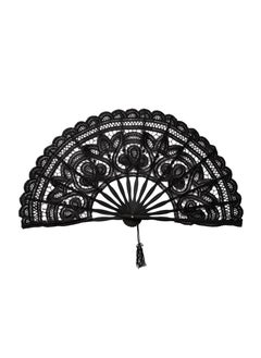 Buy Black Lace Hand Folding Fan Design Womens Vintage Hand Fan for Wedding Decoration DIY Decoration in Saudi Arabia