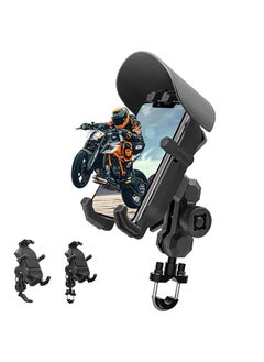 Buy Motorcycle Phone Holder Mount Bike Handlebar Phone Clamp 360 Stable Rotation Scooter Phone Clip With Quick Lock Sun Cap Anti Shake Adjustable Cellphone Cradle For Scooter Atv Utv Gps Fit 7.8 9Cm Phone in Saudi Arabia