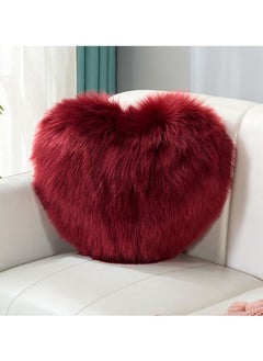 Buy Rabbit Fur Double Side Plush Heart Shaped Throw Pillow (Size 35×45CM) in UAE