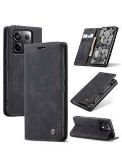 Buy CaseMe RedMi Note 13 Pro 5G Wallet Case Book Folding Flip Folio Case with Magnetic Kickstand Card Slots Protective Cover - Black in Egypt