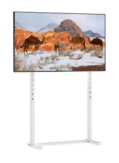 Buy White Floor TV Stand 32-100 Inch TV Mount Stand Floor TV Table Monitor Display Shelf for Led Oled Qled Screens Max VESA 800×400mm Holds up to 40 KG in Saudi Arabia