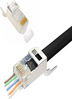 Buy DKURVE Cat7 Cat6A RJ45 Pass through Connectors Shielded 30-Pack (Black) in UAE