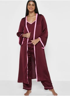 Buy 3Pc Pyjama Set Cami Top With Night Robe & Pant in Saudi Arabia