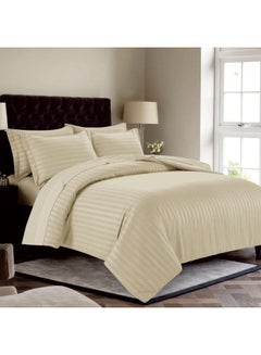 Buy 6-Piece Hotel Style Duvet Cover Set Without Filler Double Size King Beige in Saudi Arabia