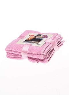 Buy Pink 100% Cotton Face Towel Set of 4 30x30 cm in UAE