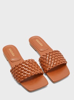 Buy Weave Square Toe Flat Sandals in Saudi Arabia