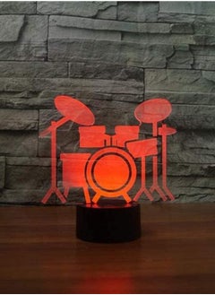 Buy Bedroom Office Home Decoration 7/16 Colorful USB 3D LED Drum Rack Shape Multicolor Night Light Touch Sensor Desk Table Lamp Child Christmas Gift in UAE