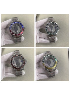 Buy Replacement Bezel Case Fit NH35/36/38/7S/4R MovementsA1 blue with red and white text aluminum ring + magnifying glass with transparent bottom + medium light belt A1 blue with red and white text aluminum ring + magnifying glass with transparent bottom + medium light belt in Saudi Arabia