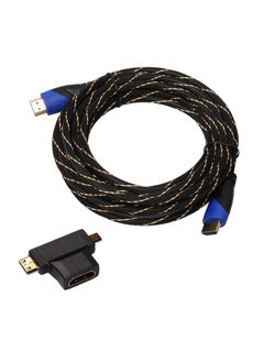 اشتري 5m HDMI 1.4 Version 1080P Woven Net Line Blue Black Head HDMI Male to HDMI Male Audio Video Connector Cable with Mini HDMI & Micro HDMI & HDMI 3 in 1 Adapter Set في السعودية