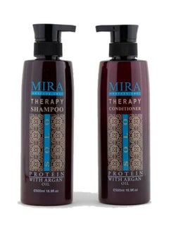 Buy Mira Therapy shampoo and conditioner enriched with argan oil for protein treated hair 500 ml in Saudi Arabia