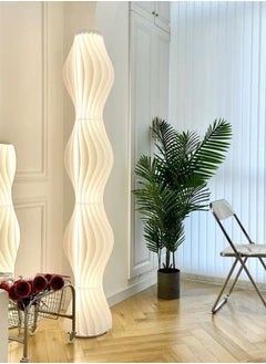 اشتري Remote Control Tri-Color Dimmable Nordic Denmark Creative Hula Floor Lamp Living Room Designer Sofa Bedroom Atmosphere White Origami Art Lighting في الامارات