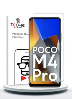 Buy Techie Anti Reflection Anti Bubbles 9H Hardness HD Tempered Glass Screen Protector For Xiaomi Poco M4 Pro 5G in Saudi Arabia