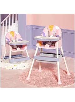 Buy Baby Dining Chair Baby Feeding Chair Portable High Chair ，Adjustable Height Foldable Toddler Seat ，safty highchair with Meal Tray,all for your baby (PINK+PURPLE) in Saudi Arabia
